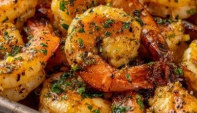 Garlic Butter Baked Shrimp with Corn